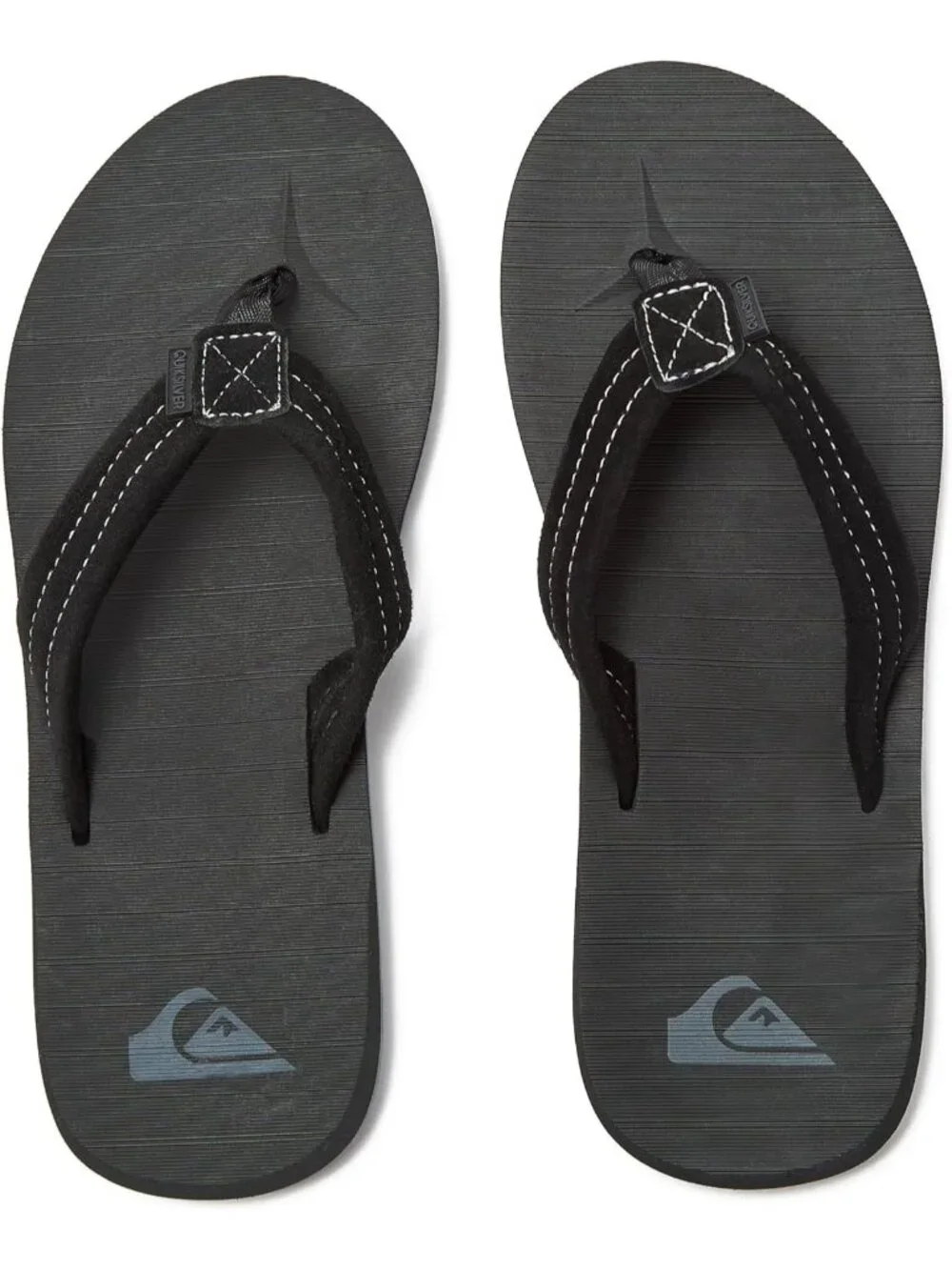 Men's Solid Black Suede Flip Flops Arch Support Athletic Sandals Thong Casual